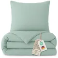 LAYNENBURG Premium Musselin Bettwäsche 155x220 cm + 80x80 cm - Oeko-Tex – 100% Baumwolle – atmungsaktiv & bügelfrei – 3 lagiges Musselin mit Reißverschluss & Haltebändern (mintgrün)