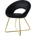 Esszimmerstuhl Aus Samt, Schwarz, Wohnzimmerstuhl Mit Runder Rückenlehne, Polsterstuhl Mit Goldene Metallbeine, Ergonomische Sessel Für Esstisch, Küchenstuhl Schalenstuhl Schminktisch Stuhl - Ml-design