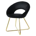 ML-Design Esszimmerstuhl aus Samt, Schwarz, Wohnzimmerstuhl mit runder Rückenlehne, Polsterstuhl mit goldene Metallbeine, Ergonomische Sessel für Esstisch, Küchenstuhl Schalenstuhl Schminktisch Stuhl