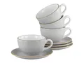 Creatable, 34036, Serie Vintage Nature Stein, 8-teiliges Geschirrset für 4 Personen, Cappuccino Set aus Porzellan, spülmaschinen- und mikrowellengeeignet, Made in Europe