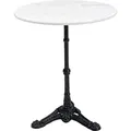 Kare Design Bistrotisch Kaffeehaus, Weiß, 60cm Durchmesser, Runder Indoor und Outdoor Tisch, Kleiner Esstisch für Balkon, Garten, Terrasse, Gartentisch im Vintage-Stil, Marmor, Schwarzer Stahlfuß