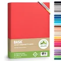 leevitex® Spannbettlaken 90x200cm - 100x200cm | Spannbetttuch Bettlaken | 100% Jersey Baumwolle | Matratzenhöhe bis 25 cm | Öko-Tex | Rot/Signalrot