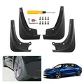 [4 Stück] GAFAT Tesla Model 3 2017-2022 2023 Schmutzfänger, Kotflügel, Spritzschutz Auto, Kunststoff Schlamm Fender, Front Hinterrad Spritzschutz Mit Schrauben, Tesla Model 3 Zubehör (Nicht für 2024+)