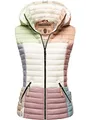 Navahoo Damen Steppweste leicht mit Abnehmbarer Kapuze Colourblocking-Stil Shadaa Multikulti Multicolour Pastel Gr. XS