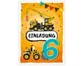 JUNAPACK Einladungskarten Baustelle Einladungen zum 6. Kindergeburtstag Karten Jungen Auto, Einladungskarten mit Baustelle Motiv zum sechsten Geburtstag LKW