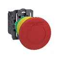 Schneider Electric Harmony XB5 Not-Aus/Not-Halt-Schalter, Kunststoff, Drehentriegelung, 22mm, Pilz 40mm, 2Ö, rot, Artikelnummer XB5AS8444