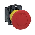 Schneider Electric Harmony XB5 Not-Aus/Not-Halt-Schalter, Kunststoff, Drehentriegelung, 22mm, Pilz 40mm, 1Ö, Artikelnummer XB5AS8442
