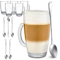 Cosumy Latte-Macchiato-Tasse 6er Latte Macchiato Gläser Set mit Henkel und Löffel - 300ml, 6-tlg., Glas, warm