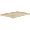 Erst-Holz Flaches Echtholzbett Doppelbett 140 x 200 cm Kiefer Unbehandelt Modell 51 Rollrost inkl.