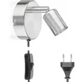 ledscom.de Leselampe/Wandleuchte LUNARA, Schalter, Stecker, edelstahl matt, 1x GU10 max. 25W