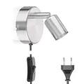 ledscom.de Leselampe/Wandleuchte LUNARA, Schalter, Stecker, edelstahl matt, 1x GU10 max. 25W