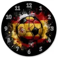 speecheese Wanduhr Fußball Spanien Flagge Wanduhr aus Glas 30 cm