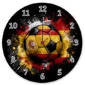 speecheese Fußball Spanien Flagge Wanduhr aus Glas EM 2024 Sport Nation rot gelb Ball
