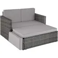tectake Rattanlounge, Grau, Kunststoff, Organisch, Loungemöbel, Gartenlounge-Sets