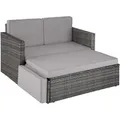 tectake® Rattan Lounge Korfu - UV-beständig, wasserabweisend, große Kissen, Grau - Grau