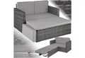 tectake Loungeset Rattan Lounge, Hocker mit klappbarer Stütze, (Gartenlounge Korfu, 2-tlg., in grau), 2-Sitzer, widerstandsfähig, UV-beständig, Dicke der Polster 8 cm