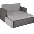 Rattan Lounge Korfu Gartenlounge Terrassenmöbel Rattan Lounge grau B-Ware