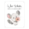 Chinchilla Metallschild in 15x20 cm mit Spruch Wie schön dass es dich gibt für Freundin Hamster Maus Fans - knuffiger Gruß zum Geburtstag