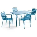 Gartentisch mit 4 Plätzen aus Metall Pazifisch blau - Oviala Palavas - Blau