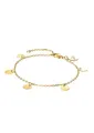 Purelei Kalea Fußkettchen Damen – Edelstahl 18K vergoldet/rosévergoldet/silber – Mit 5 Symbolanhängern – Verstellbar 21–25 cm – wasserfest (Gold)