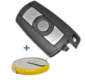 mt-key Auto Schlüssel Smartkey 3 Tasten Ersatz Gehäuse + 1x LIR2025 Knopfzelle, LIR2025 (3,6 V), für BMW 1er 3er 5er 6er X1 X5 X6 Z4 ab 2006 Funk Fernbedienung