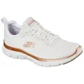 Skechers FLEX APPEAL 4.0 BRILLINAT VIEW Sneaker Freizeitschuh, Halbschuh, Schnürschuh mit Air Cooled Memory Foam goldfarben|weiß 36 EU