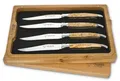 Laguiole en Aubrac Steakmesser 42C99BHIH BRI 4er Set - Griff Birke - Backen glänzend - Klinge glänzend - Holzbox