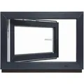 Framelux Kunststofffenster Proline Anthrazit 3-Fach Verglasung 950 x 550 mm Linksanschlag