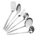 Stanley Rogers Küchenhelfer 6er Set Edelstahl – Stylisches Kochbesteck für die Küche – Abseihlöffel, Fleischgabel, Schlitzwender, Schöpflöffel, Spaghettilöffel & Vorlegelöffel