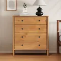 Kommode APOANA mit 4 Schubladen, aus Massivholz Eiche Finish - Holzkommode skandinavisch, Schubladenschrank mit Stauraum, Schlafzimmerkommode im Landhausstil