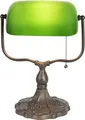 Clayre & Eef Schreibtischlampe Bankerslampe 27x20x36 cm Grün Braun Metall