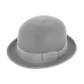 fiebig Melone mit Ripsband | Bowler Filzhut aus 100% Wolle für Damen und Herren | Klassischer Wollfilzhut Made in Italy (61-XL, Hellgrau)