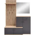 Xora Garderobe Fynn, Anthrazit, Eiche Artisan, Glas, Holzwerkstoff, 148x199x38 cm, Garderobe, Garderoben-Sets & Serien, Garderoben-Sets