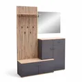 Fynn Flurgarderoben Set in Anthrazit, Artisan Eiche Optik - Moderne Kompaktgarderobe mit Spiegel für Ihren Eingangsbereich - 148 x 199 x 38 cm (B/H/T)