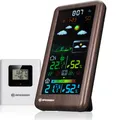Bresser Funkwetterstation mit Farbdisplay, Holz-Optik, Außensensor, Wettervorhersage, Temperatur- und Luftfeuchtigkeit, Frostwarnung, Wecker, Raumklimaindikator