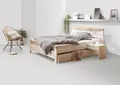 Massivholzbett OTTO HOME "CAPRE" im skandinavischem Landhausstil", weiß (weiß, eichefarben), B:149,5cm L:208cm, Betten, Massivholzbett, mit Rollrost, aus zertifiziertem Massivholz, Lamellenoptik