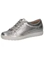 CAPRICE Damen Sneaker flach aus Leder mit Schnürsenkeln, Silber (Silver Metall.), 39 EU