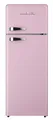 Wolkenstein Retro Kühl-Gefrier-Kombination Pink Glanz GK212.4RT SP | 211 Liter | Nostalgie Design Kühlschrank | 39 Liter 4 Sterne Gefrierfach | LED-Beleuchtung | Silber Applikationen