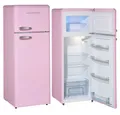 Wolkenstein Kühl-/Gefrierkombination GK212.4RT SP, 145.6 cm hoch, 54.5 cm breit, Kühlschrank Retro rosa 211 Liter