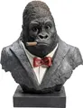 Kare Design Deko Objekt Smoking Gorilla, Schwarz, Gorillamotiv, Handgearbeitet, Handbemalt, Deko Skulptur, Dekoration, Modern, Wohnzimmer, 46x38x25 cm (H/B/T), Schwarzes