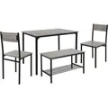 ML-Design Essgruppe Set 4-Tlg Eiche-Grau Tisch 2 Stühlen 1 Bank für 4 Personen