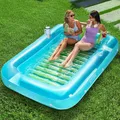 SLOOSH Aufblasbare Tanning Pool, 85" x 57" Extra große aufblasbarer Luftmatratze für Erwachsene mit Kissen, 4-in-1-Sonnenliege, aufblasbares Badebett,Partygeschenk, XL-Blaugrün