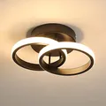 Goeco LED Deckenleuchte, 22W Moderne Runde Design Deckenlampe Schwarz 2 Flammig 3000K Warmweiß Licht, LED Lampe, Silikonhülle Leuchte für Wohnzimmer Schlafzimmer Küche