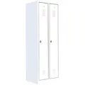 Lüllmann Weißer Spind komplett montiert 2 türig Stahl-Kleiderschrank 180x60x50cm (HxBxT) Spindschrank Kleiderspind Garderobenschrank in Weiß 510127