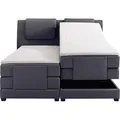 Continentalbett: Kopfteil + Lattenrost mit elektrischer Entspannungsfunktion + Matratze + Matratzenauflage CASTEL von PALACIO - 2x90x200cm - Stoff ... - Dunkelgrau