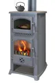 TRGO Kaminofen Cucina grau mit Backfach und Herdplatte, 9,70 kW