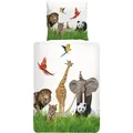 Traumschlaf Tier Bettwäsche Löwe Panda Elefant 135x200 cm + 80x80 cm - bunt