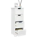 Mondeer Badkommode Badezimmerschrank Badschrank mit 4 Schubladen 30 x 30 x 82 cm Badezimmer - Weiß