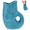 CEPEWA Dekovase Vase Fisch 'Blubb' 13,5x21x9cm Dolomit türkis Blumenvase Dekovase 21.0 cm