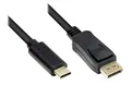 Good Connections Adapterkabel - USB-C Stecker an Displayport 1.2 / DP 1.2 Stecker - 4K / UHD @60Hz - KUPFERLEITER - 2 m - schwarz, GC-M0106